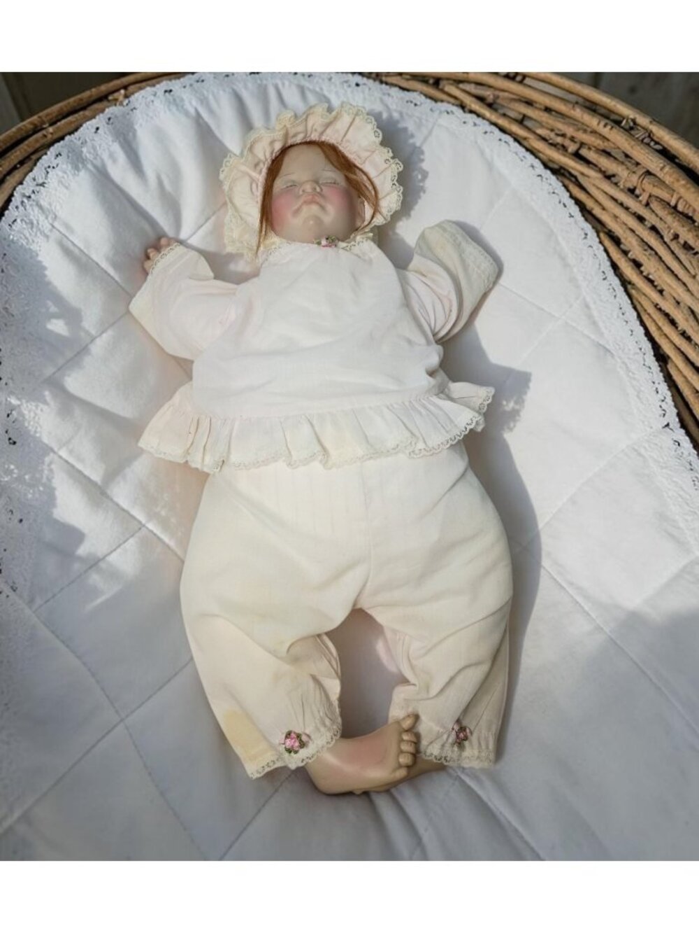 Lee Middleton First Moments 1983 Sleeping Baby Doll Realistic 22" Handmade READ